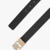 Vändbart läderskärp med monogramspänne