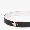 Vändbart läderskärp med monogramspänne