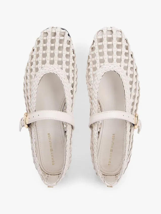 Vävd Mary Jane-ballerina i lädermix Vävd Mary Jane-ballerina i lädermix