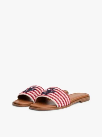 Vävda sandaler med monogram och ränder