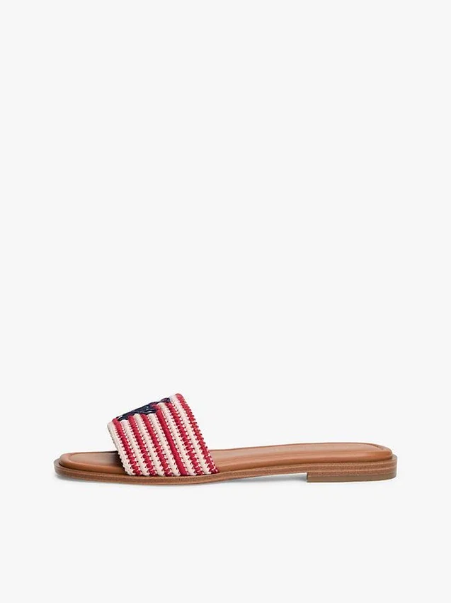 Vävda sandaler med monogram och ränder Vävda sandaler med monogram och ränder